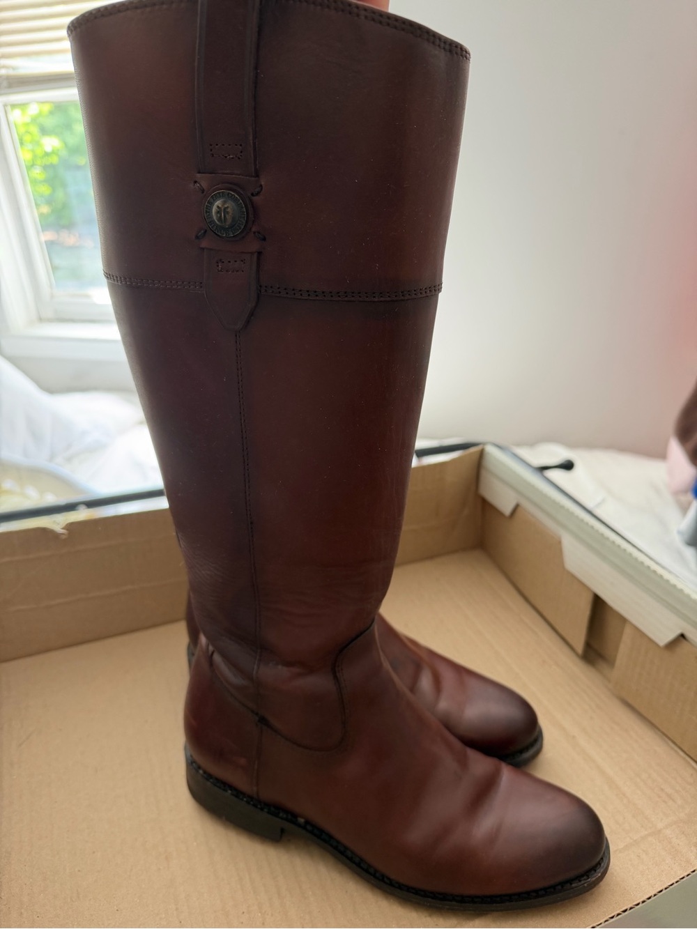 FRYE AND CO. Women's Tall Leather Riding Boots in Brown - Picture 5 of 8